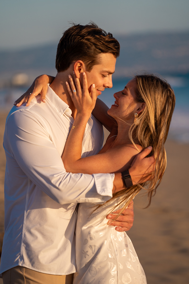 Golden hour embrace by the water